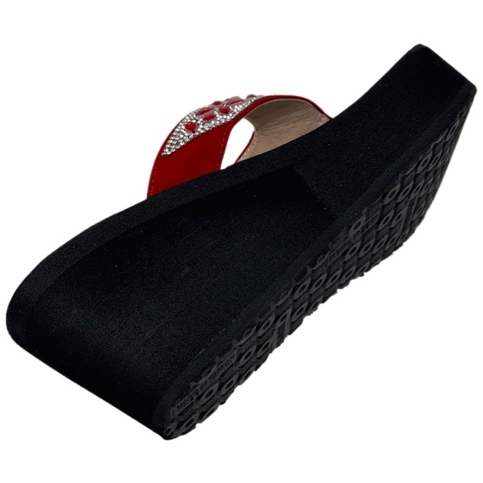 Women's Rhinestone Wedge Flip Flops Sparkling Beaded Strap