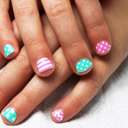  Pink Mint Stripes & Dots Kids Nail Wraps