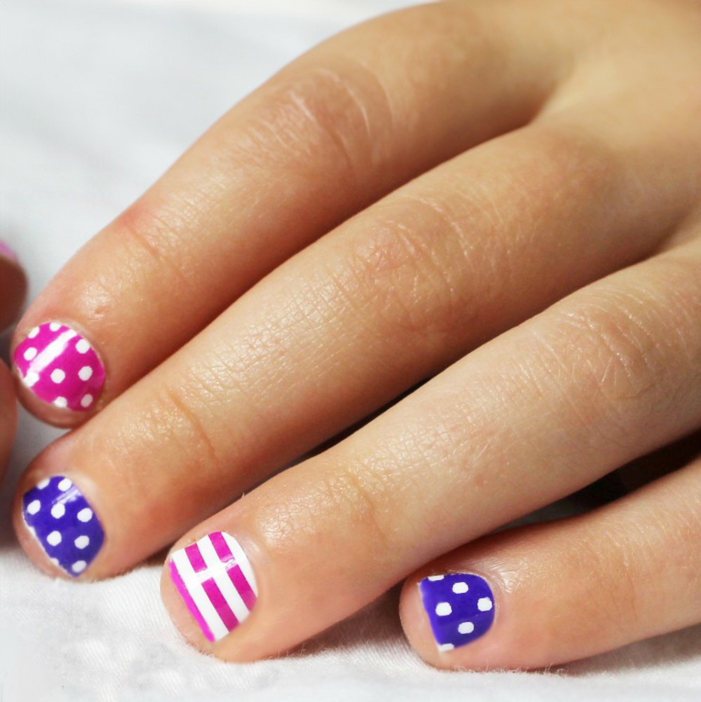 Purple Stripes & Dots Kids Nail Wraps