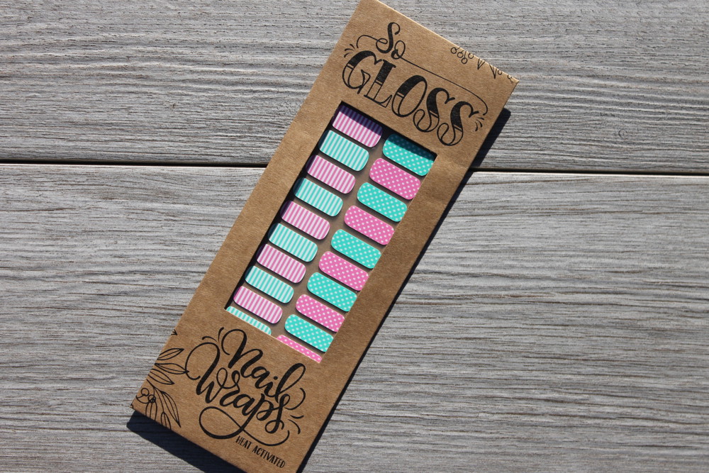 Pink Mint Stripes & Dots Kids Nail Wraps