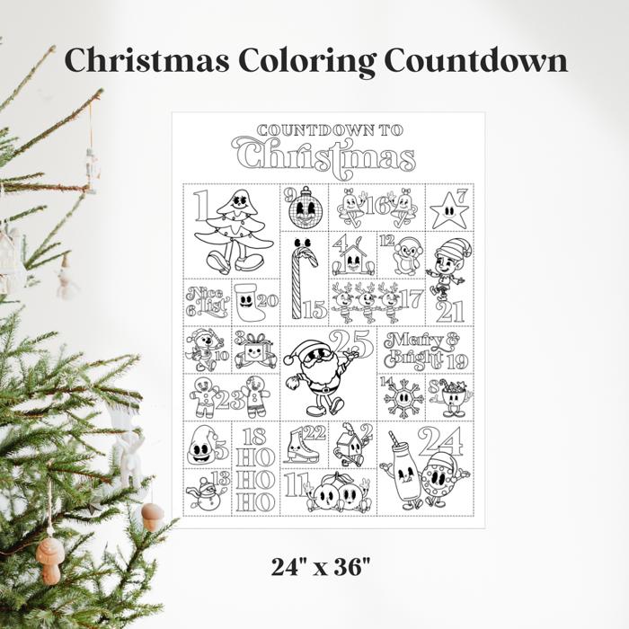 Christmas Coloring Countdown Poster: Family Holiday Activity