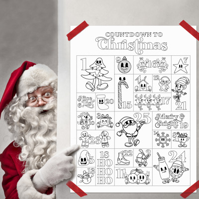 Christmas Coloring Countdown Poster: Family Holiday Activity