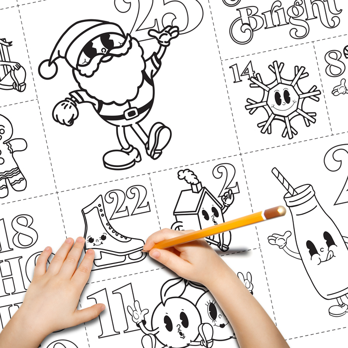 Christmas Coloring Countdown Poster: Family Holiday Activity