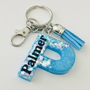 A Light Blue Initial Keychain