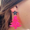 black and hot  pink Christmas Tree Earrings