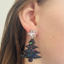 silver and black Christmas Tree Earrings