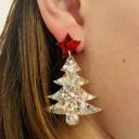 red and golden Christmas Tree Earrings