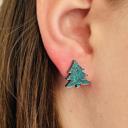 green stud Christmas Tree Earrings