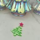 pink and green Christmas Tree Earrings
