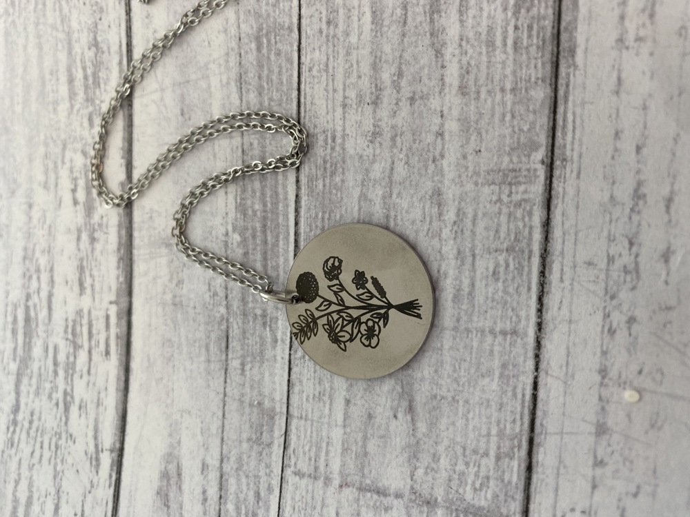 Silver Birth flower bouquet necklace