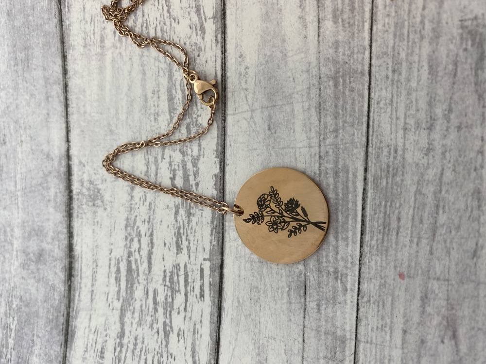 Rose gold Birth flower bouquet necklace