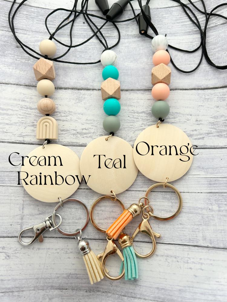 Cream Rainbow Personalized Lanyards