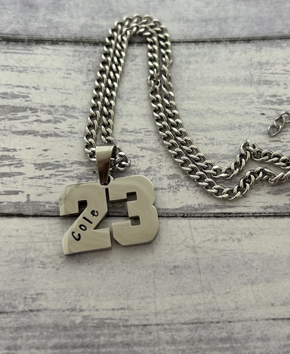 Sports Name Necklace / Athlete Necklace / Personalized Necklace / Number Necklace