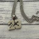 Silver Sports Name Necklace / Athlete Necklace / Personalized Necklace / Number Necklace