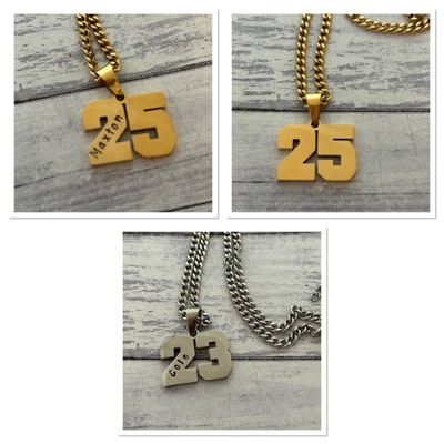 Sports Name Necklace / Athlete Necklace / Personalized Necklace / Number Necklace