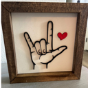 6" I love you sign. Sign Language Sign. Valentine's Gift. Framed Art.