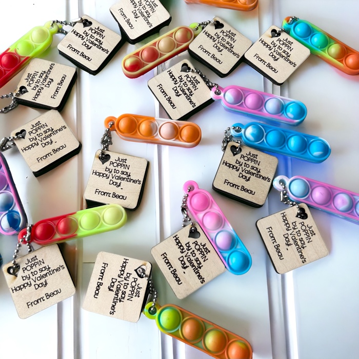 Valentine's Personalized Pop-It Keychains / Class Set of Valentines/ Gifts for class