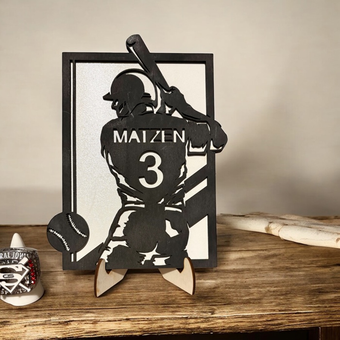 Baseball Silhouette / Personalized Baseball Sign / Baseball player picture