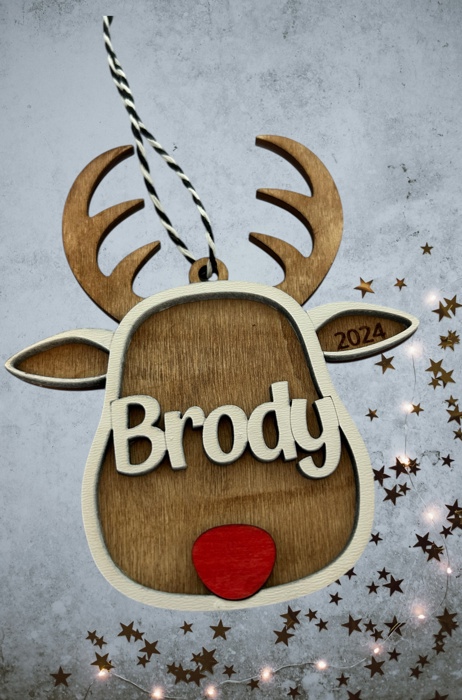 Child Ornament. Personalized Ornament. Reindeer Ornament