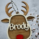  Child Ornament. Personalized Ornament. Reindeer Ornament