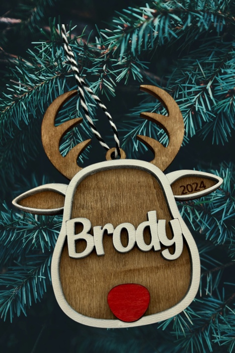 Child Ornament. Personalized Ornament. Reindeer Ornament
