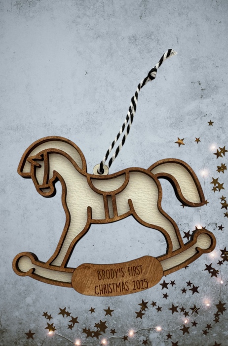 New Baby Ornament. Baby's First Christmas. Rocking Horse