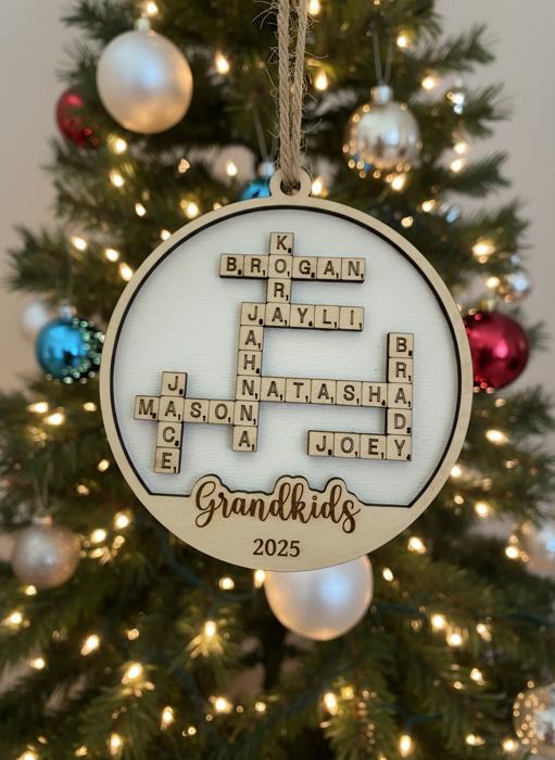 Scrabble Ornament. Personalized Ornament. Family Name Ornament. Name Ornament