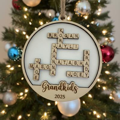 Crossword Ornament. Personalized Ornament. Family Name Ornament. Crossword Puzzle