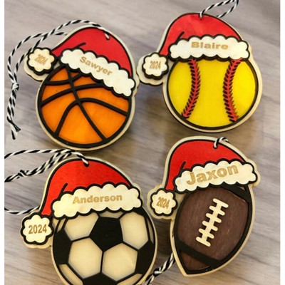 Santa Sports Ornaments. Personalized Ornaments. Kid's Ornaments. Sports Ornaments