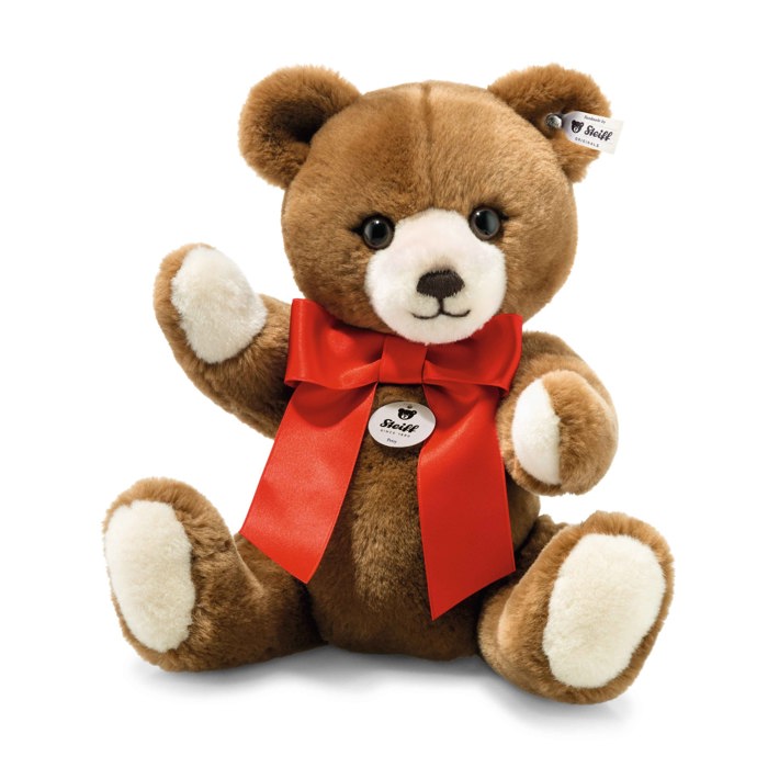 Petsy Teddy Bear with Red Bow - 11 Inches