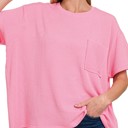 S-M Pastel Pink Moxy Favorite Ribbed Pocket Tee