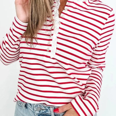Gretchen Striped Button Long Sleeve