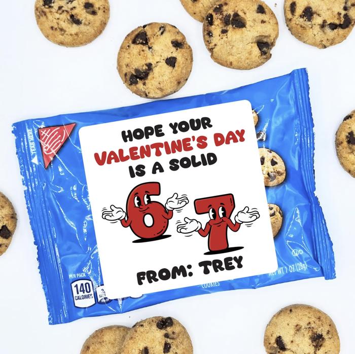 Personalized Classroom Valentine Sticker - Daycare Preschool Party - Awesome Sauce Valentine Sticker - 67 Trend - Chip Chip Hooray  - 12 Large 2.5" Stickers Non-Candy