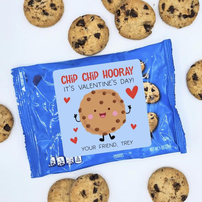 Personalized Classroom Valentine Sticker - Daycare Preschool Party - Awesome Sauce Valentine Sticker - 67 Trend - Chip Chip Hooray  - 12 Large 2.5" Stickers Non-Candy