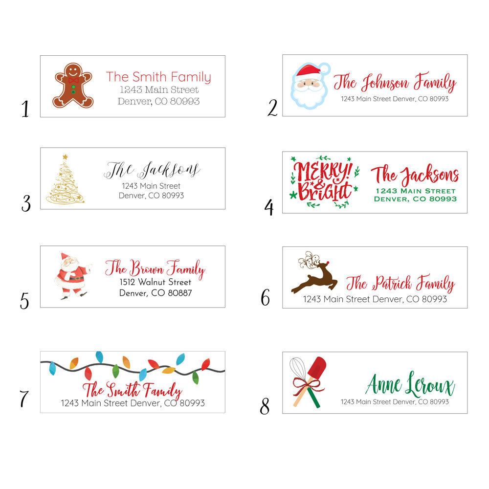 Christmas Address Labels Return Addresss Stickers Set of 60