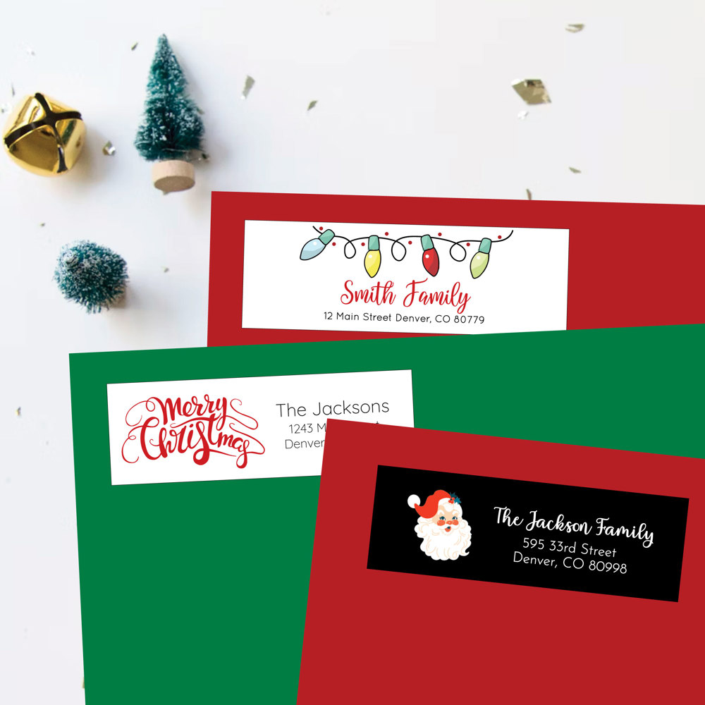 Christmas Address Labels Return Addresss Stickers Set of 60