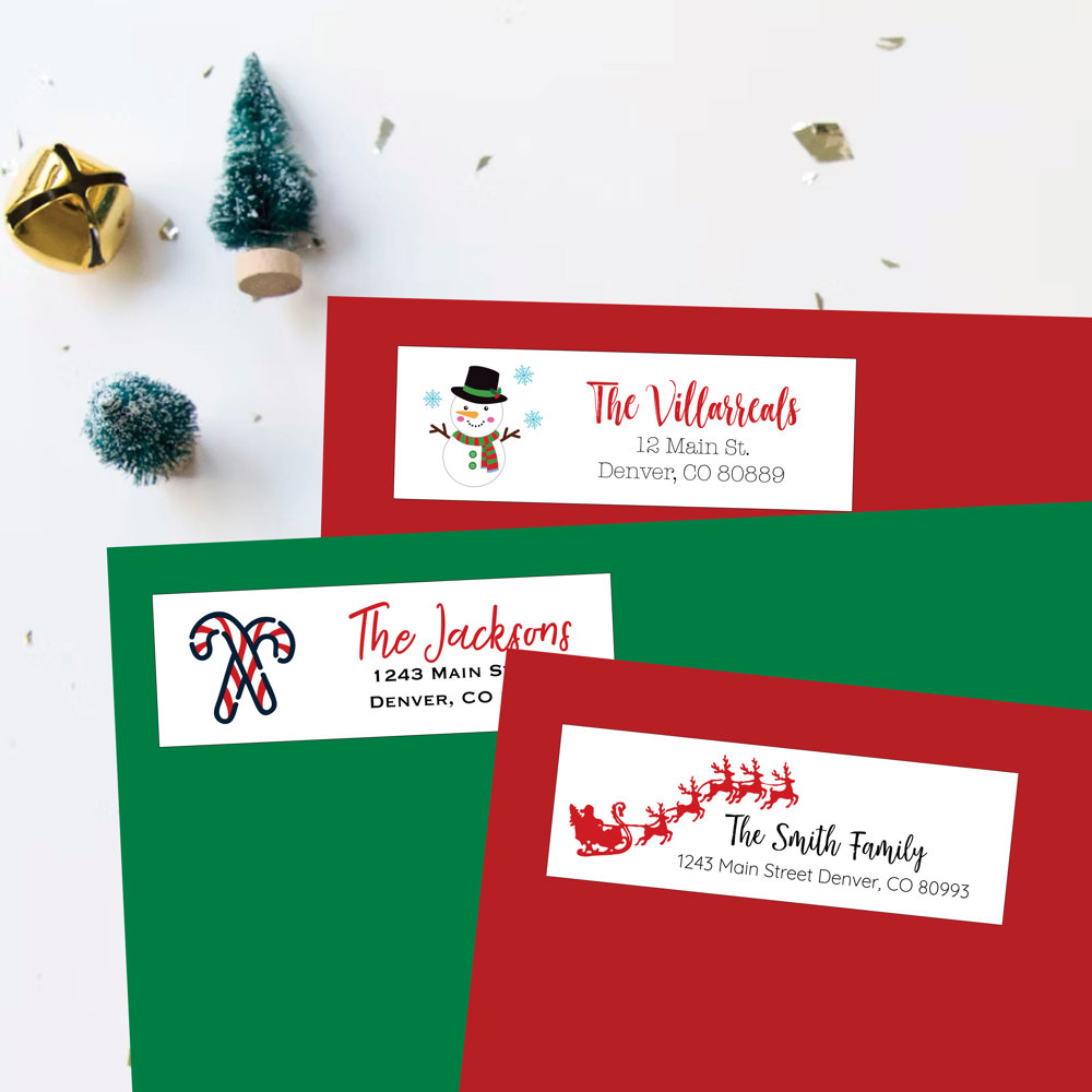 Christmas Address Labels Return Addresss Stickers Set of 60