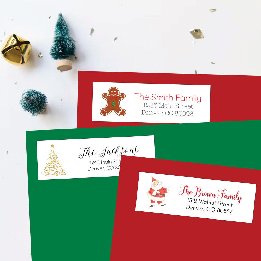 Christmas Address Labels Return Addresss Stickers Set of 60