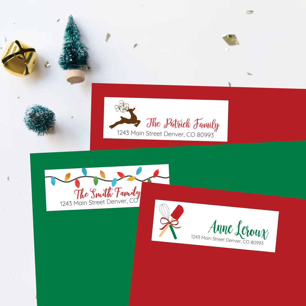 Christmas Address Labels Return Addresss Stickers Set of 60