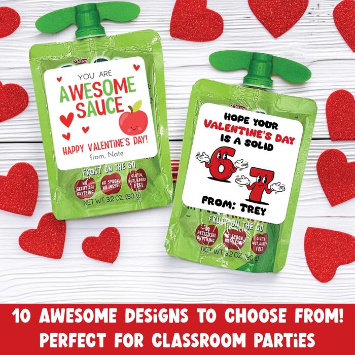 Personalized Classroom Valentine Sticker - Daycare Preschool Party - Awesome Sauce Valentine Sticker - 67 Trend - Chip Chip Hooray  - 12 Large 2.5" Stickers Non-Candy