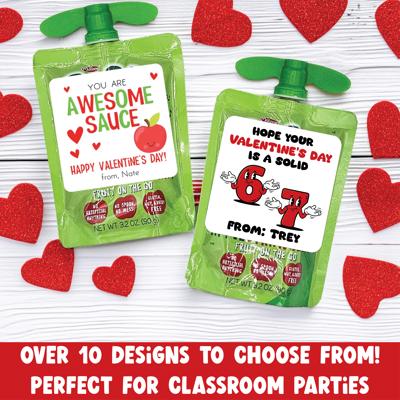 Personalized Classroom Valentine Sticker - Daycare Preschool Party - Awesome Sauce Valentine Sticker - 67 Trend - Chip Chip Hooray  - 12 Large 2.5" Stickers Non-Candy