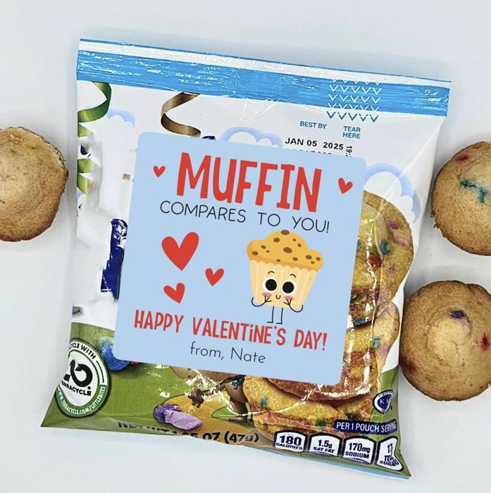 Personalized Classroom Valentine Sticker - Daycare Preschool Party - Awesome Sauce Valentine Sticker - 67 Trend - Chip Chip Hooray  - 12 Large 2.5" Stickers Non-Candy