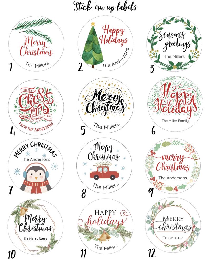 Christmas Gift Labels / Holiday Gift Stickers / Set of 24