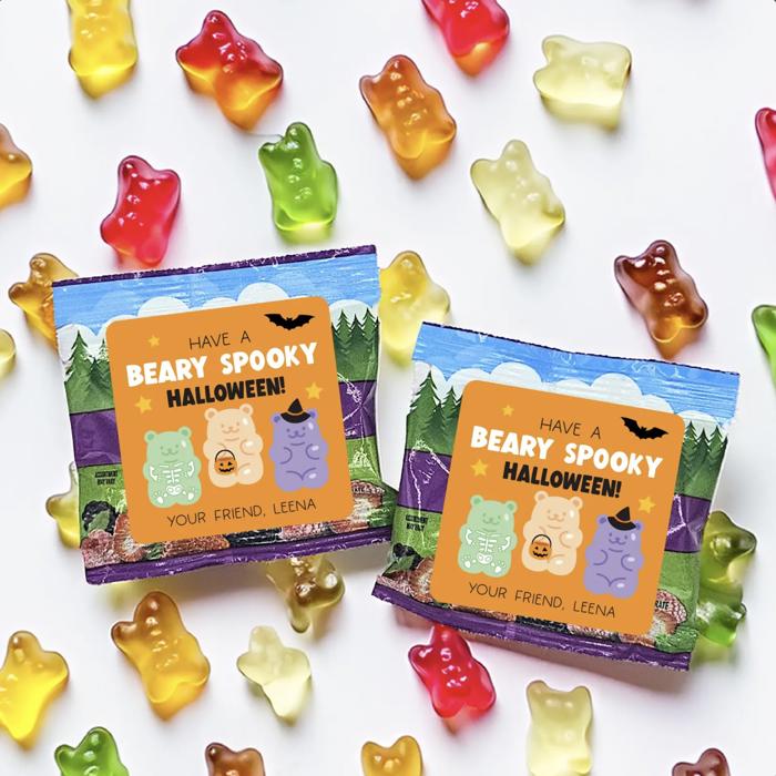 Personalized Halloween Stickers / Kids Classroom Party / Set of 24 / Up to 2 Names