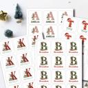  Christmas Name Labels - Kids Personalized Christmas with Large Initial,  Set of 12