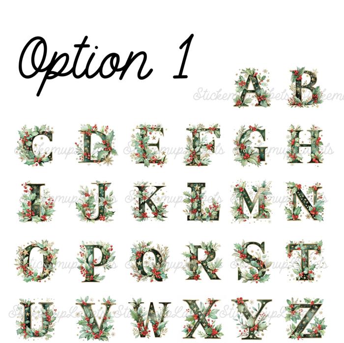 Christmas Name Labels - Kids Personalized Christmas with Large Initial,  Set of 12
