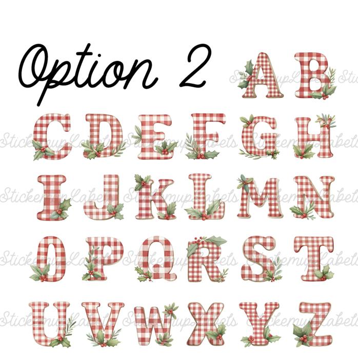 Christmas Name Labels - Kids Personalized Christmas with Large Initial,  Set of 12