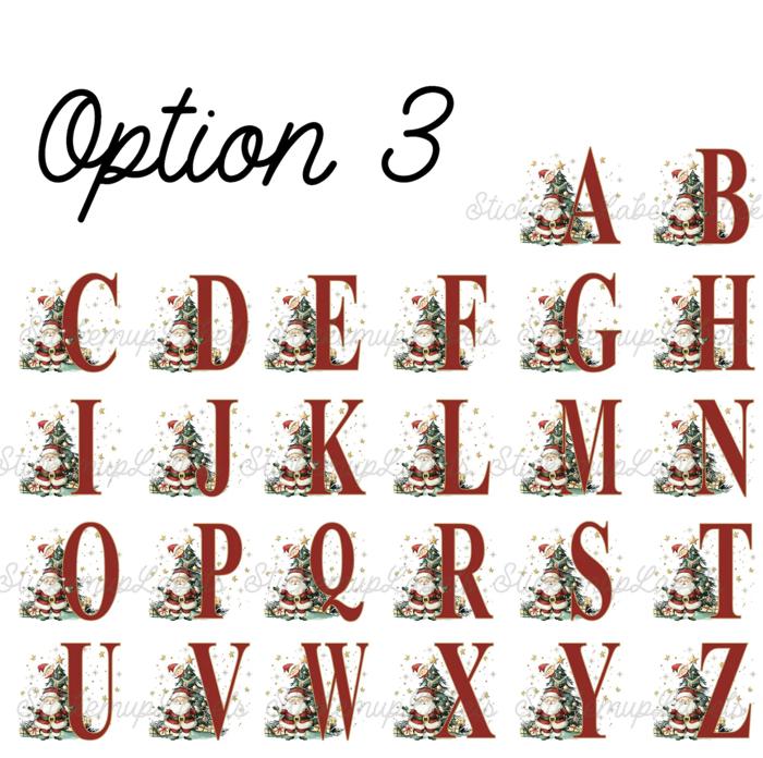 Christmas Name Labels - Kids Personalized Christmas with Large Initial,  Set of 12