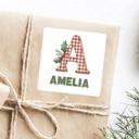  Christmas Name Labels - Kids Personalized Christmas with Large Initial,  Set of 12