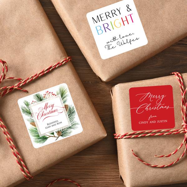 Personalized Christmas Gift Labels Square / Set of 24